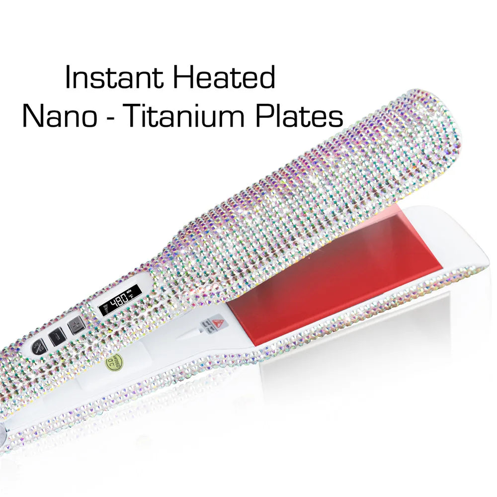 Rhinestone Titanium Flat Iron, 2 Inch LCD
