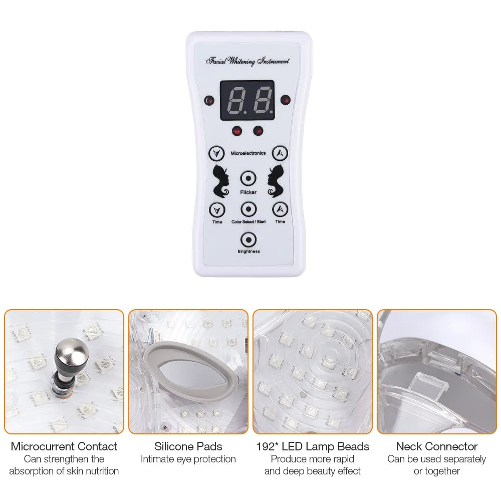 Wired 7-Color LED Face and Neck Mask, 110V