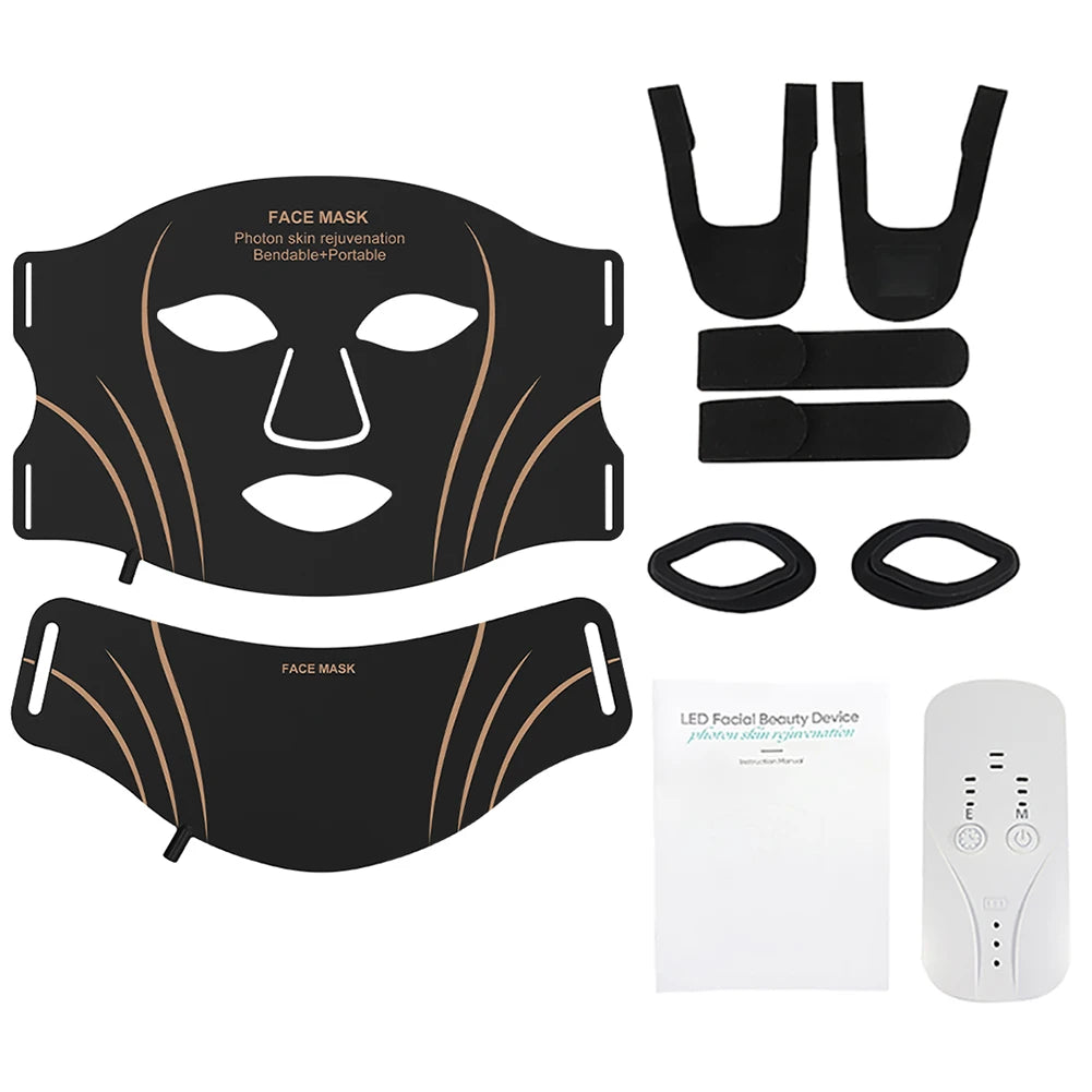 7-Color Silicone LED Face and Neck Mask, 70 LEDs