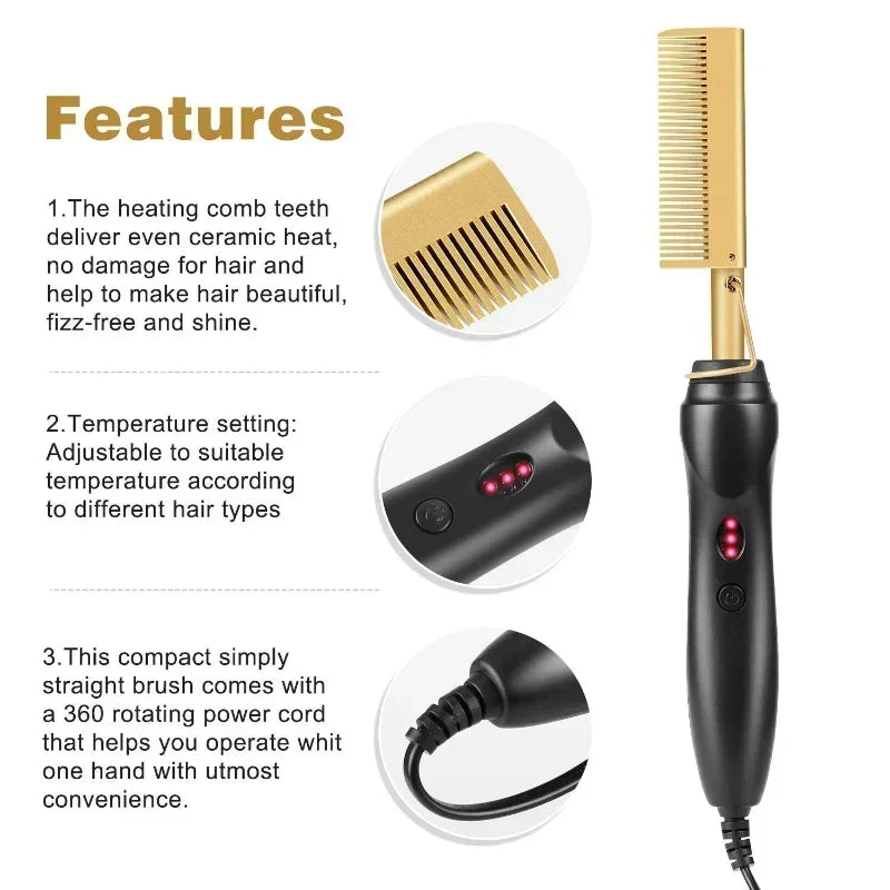 Wet-Dry Heated Straightening Comb, 110–240V