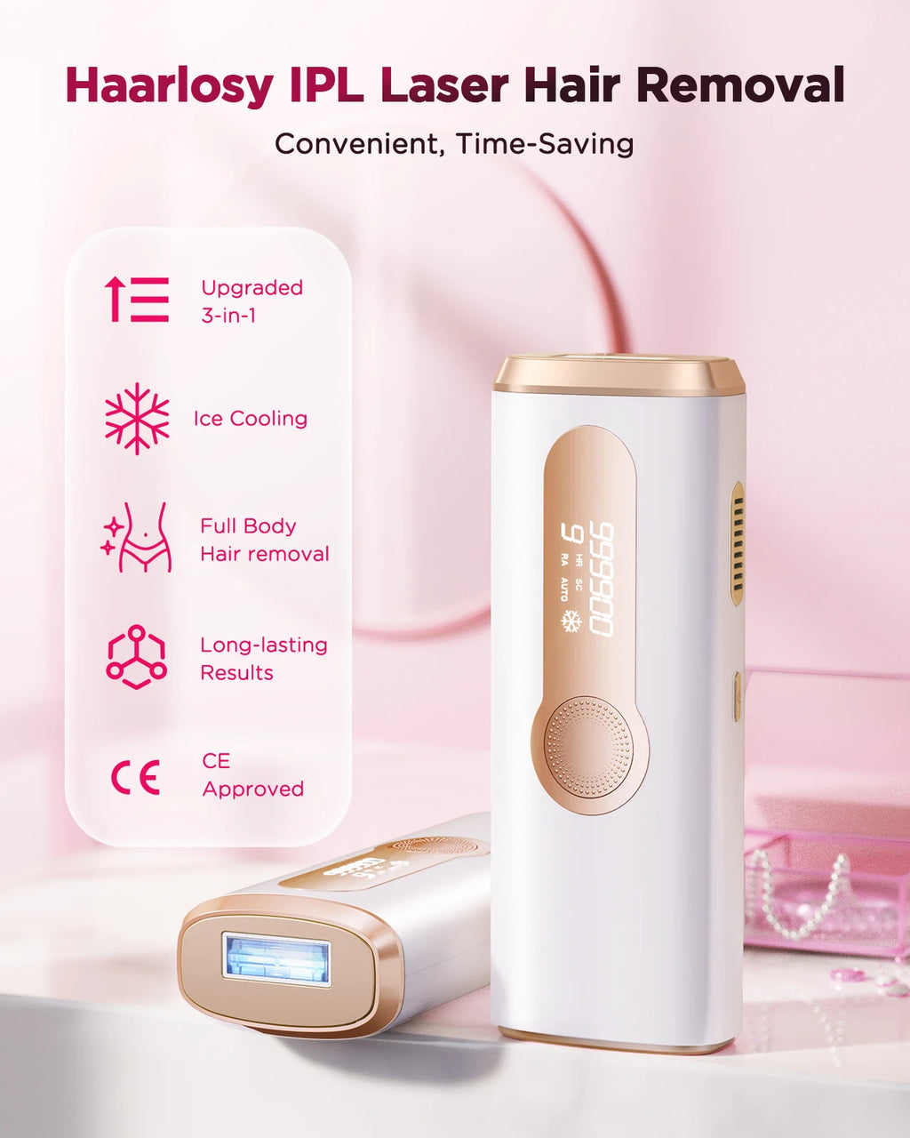 IPL Hair Removal Machine, 990k Flashes, 550–1200 nm