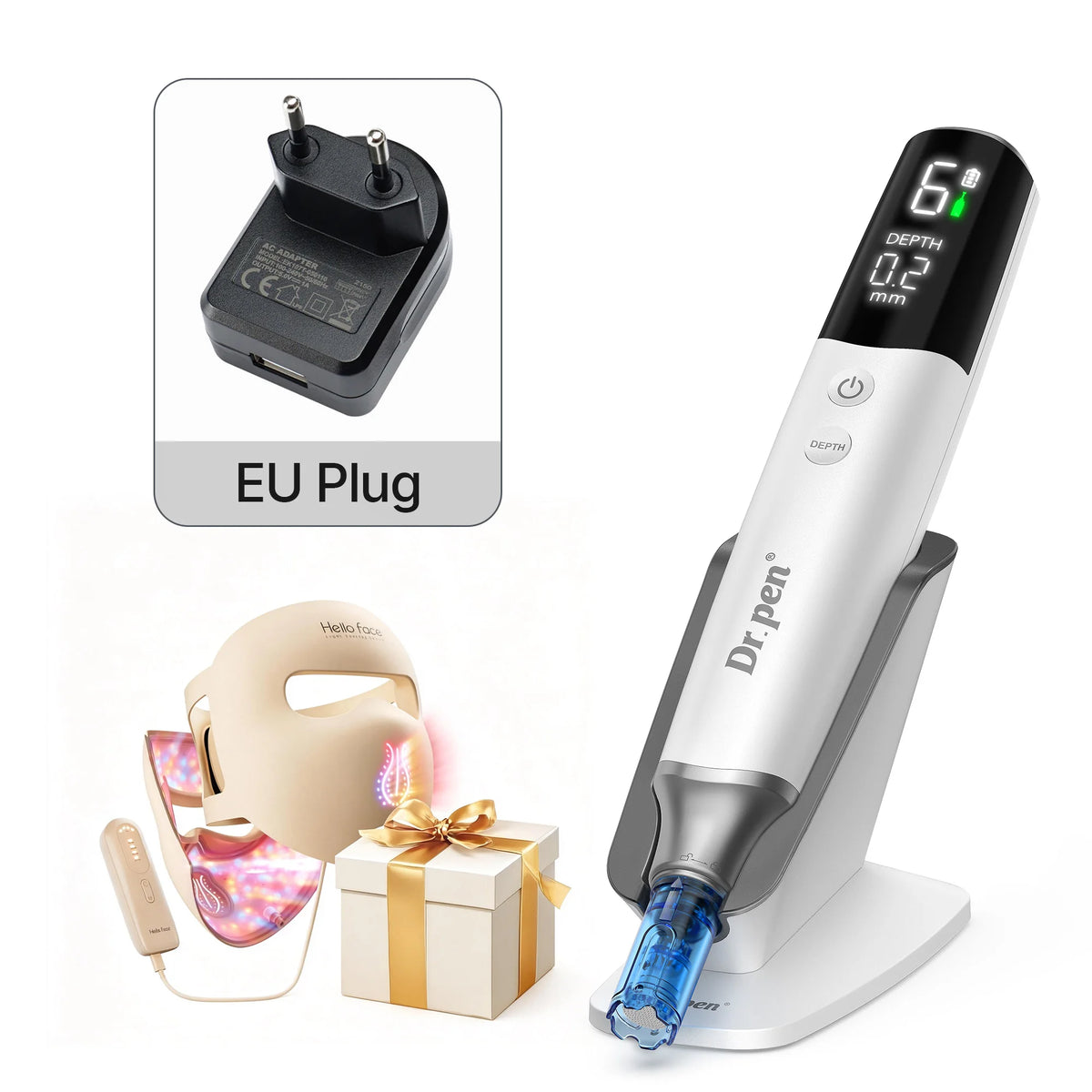 Microneedling Pen and LED Mask Kit, 0.25 mm