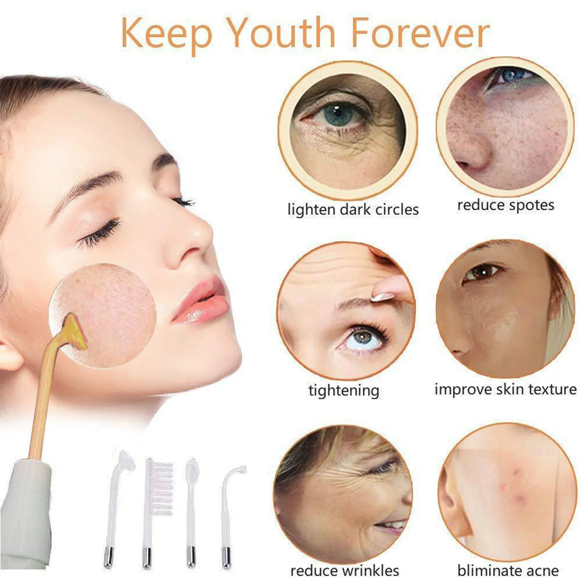 High Frequency Facial Wand with Comb Tube