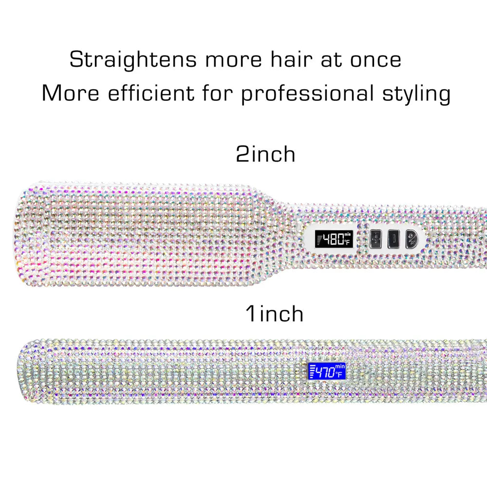 Rhinestone Titanium Flat Iron, 2 Inch LCD