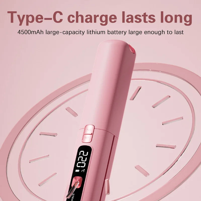 Cordless Mini Hair Straightener Curler, 4500 mAh