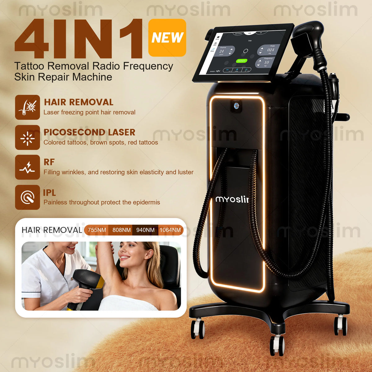 4-Wave Ice Diode Laser with RF, 755–1064 nm