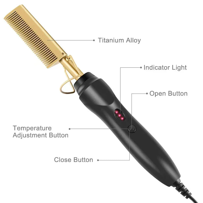 Wet-Dry Heated Straightening Comb, 110–240V