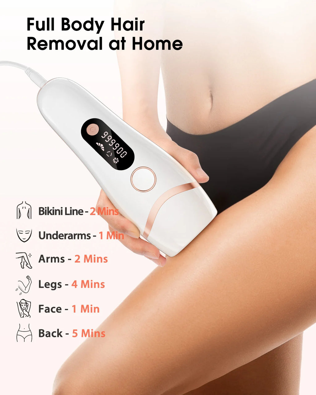 IPL Hair Removal, 9 Levels, HR SC RA, 999.9k