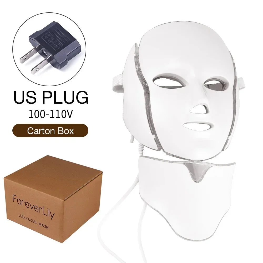 Wired 7-Color LED Face and Neck Mask, 110V