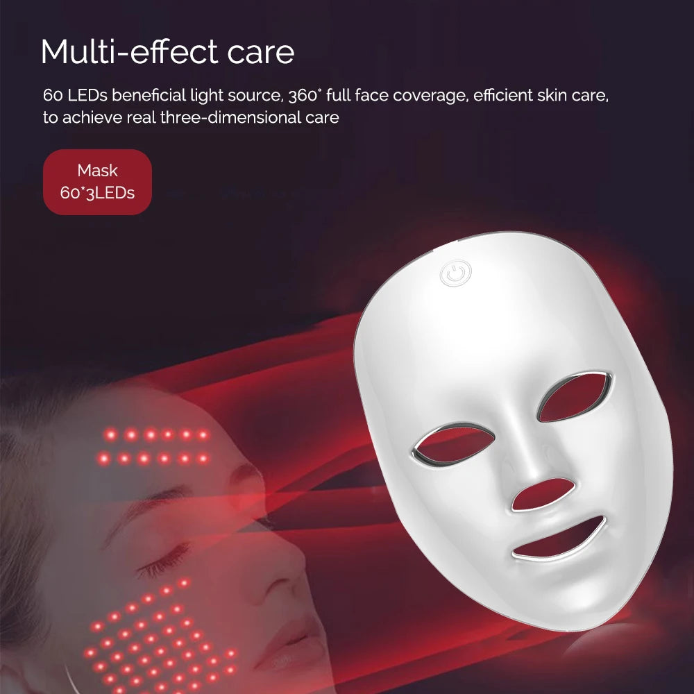 Wireless 7-Color LED Face Mask, 60 LEDs