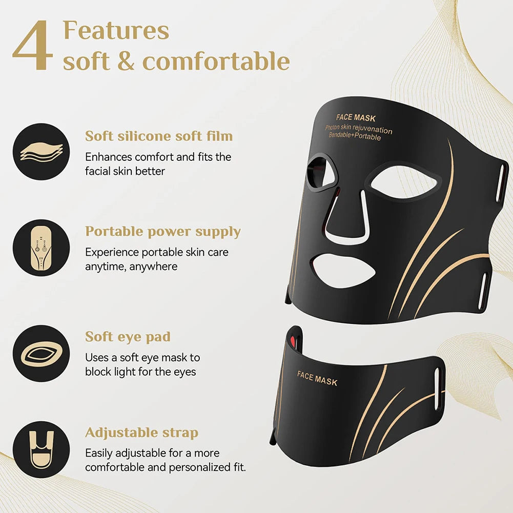 7-Color Silicone LED Face and Neck Mask, 70 LEDs