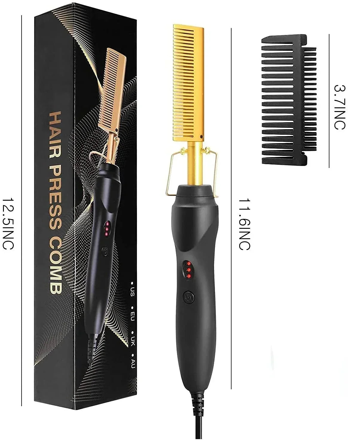 Wet-Dry Heated Straightening Comb, 110–240V