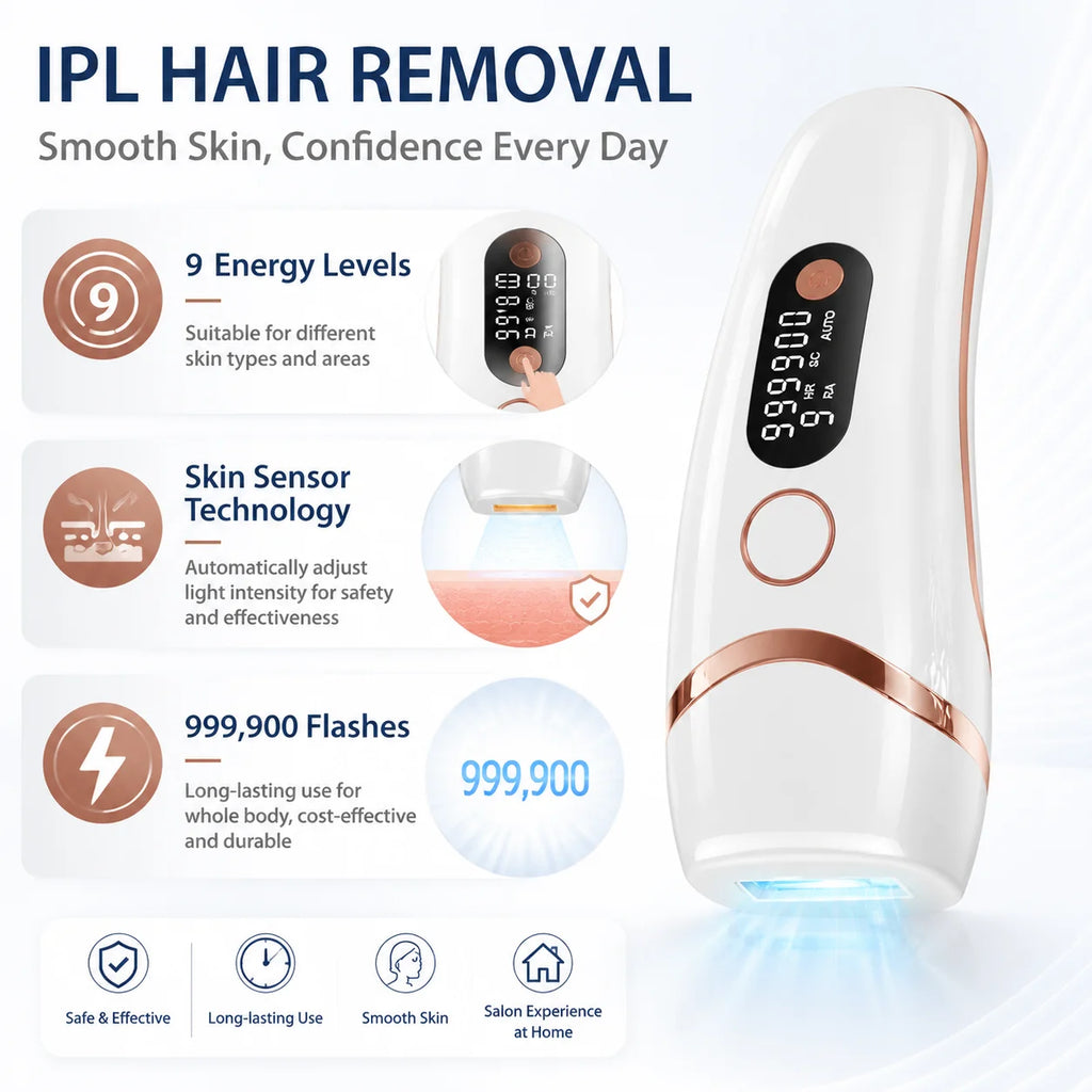 IPL Hair Removal, 9 Levels, HR SC RA, 999.9k