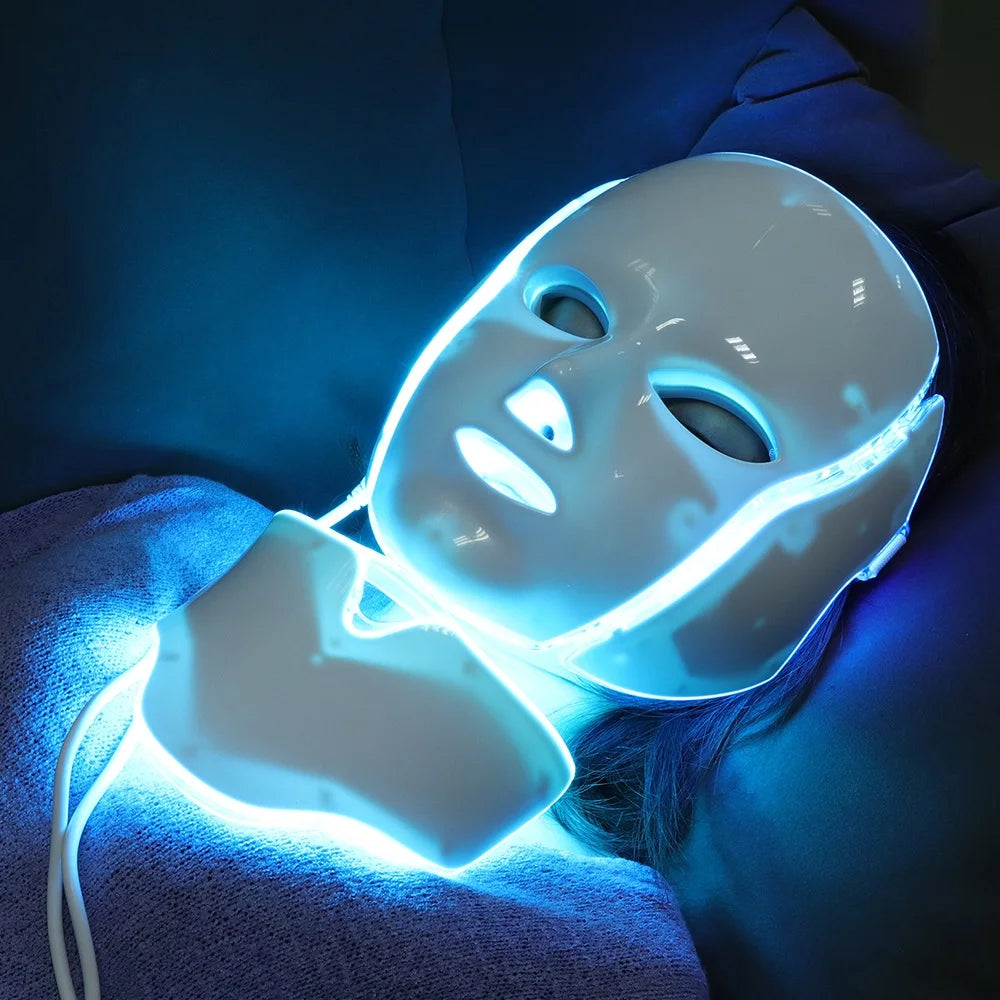 Wired 7-Color LED Face and Neck Mask, 110V