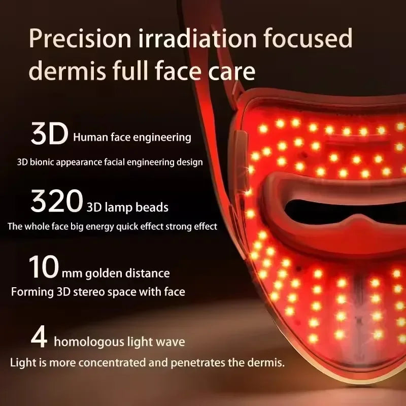 4-Color LED Face Mask, 320 Beads, 660/850 nm