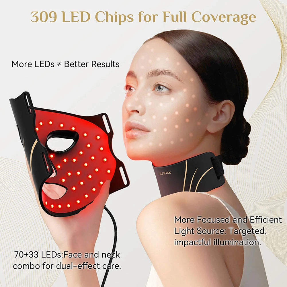 7-Color Silicone LED Face and Neck Mask, 70 LEDs