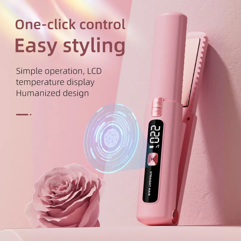 Cordless Mini Hair Straightener Curler, 4500 mAh
