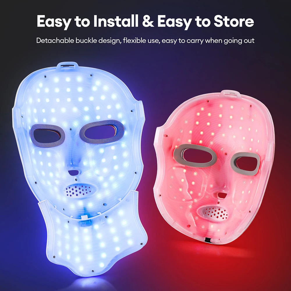 Rechargeable 7-Color LED Face Mask, 360 Lights