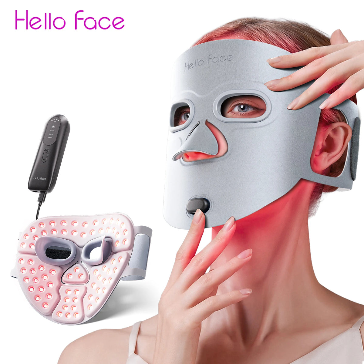 Wireless NIR Silicone LED Face Mask, 70 Beads