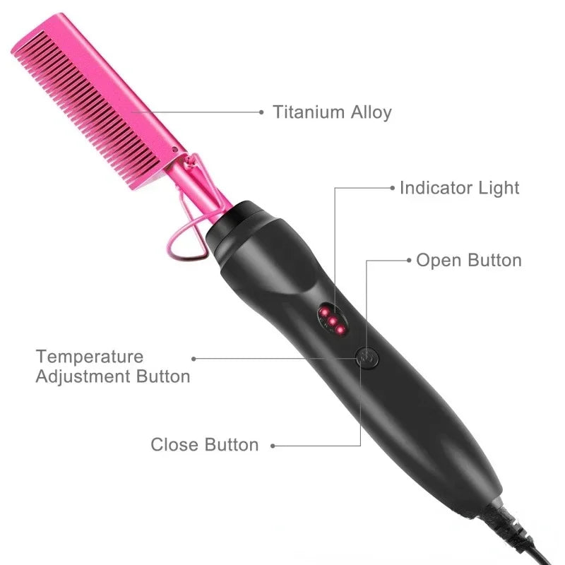 Wet-Dry Heated Straightening Comb, 110–240V