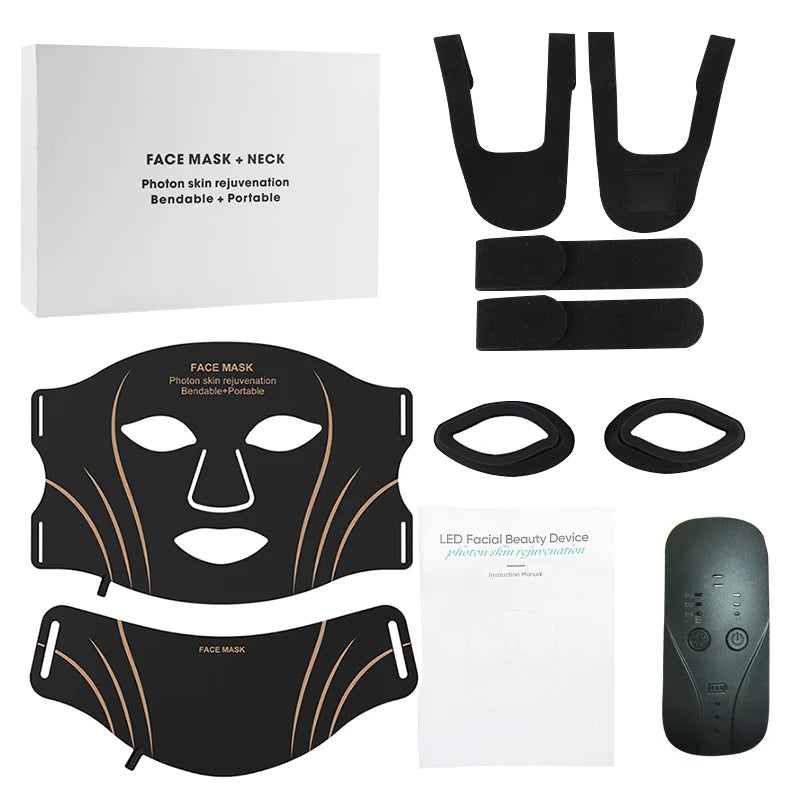 7-Color Silicone LED Face and Neck Mask, 70 LEDs