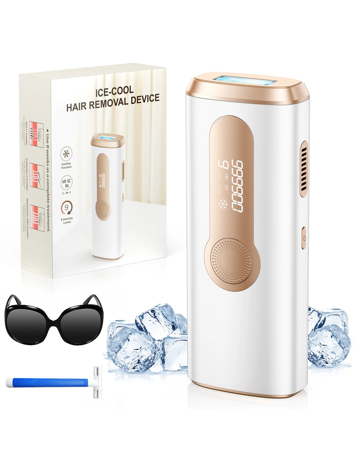 IPL Hair Removal Machine, 990k Flashes, 550–1200 nm