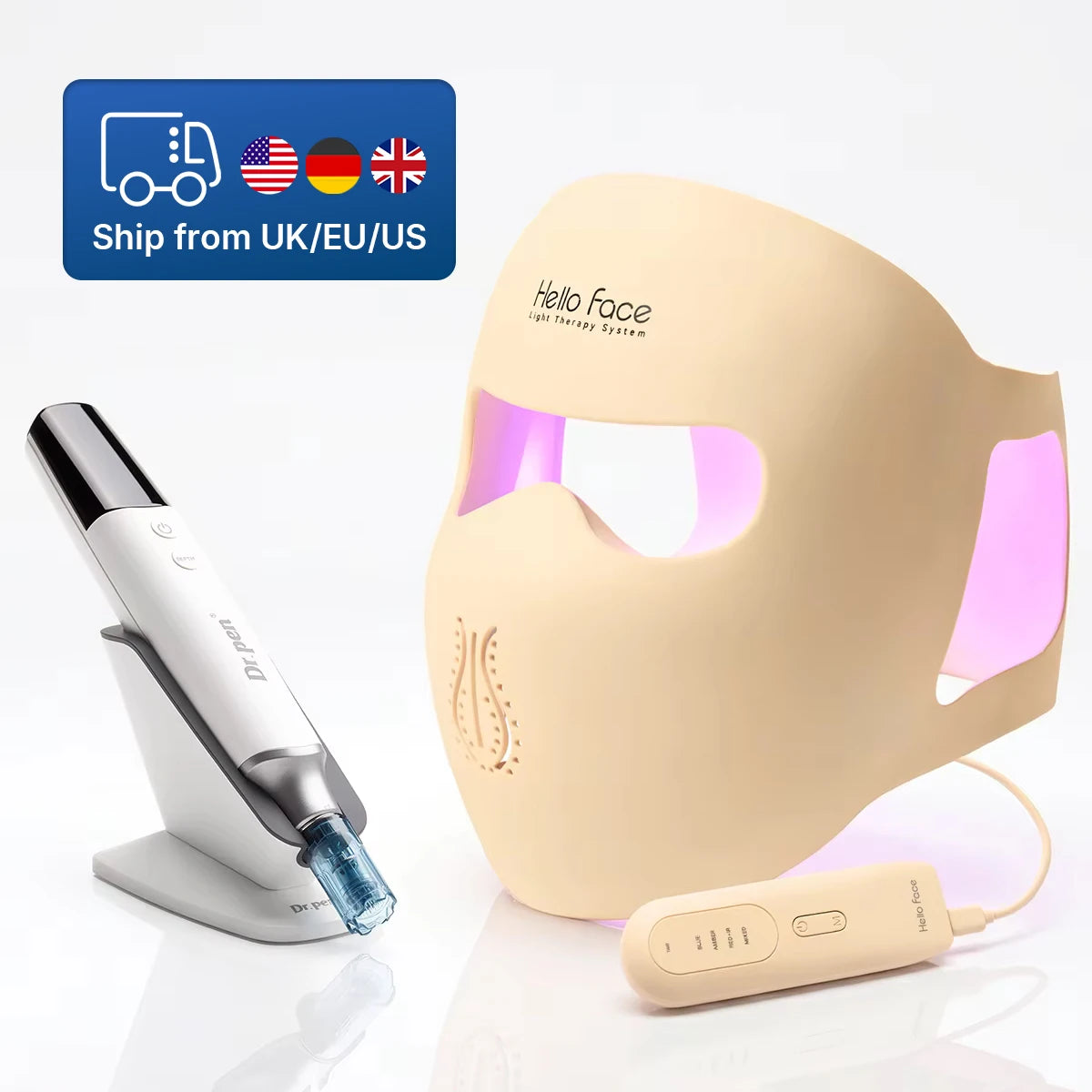 Microneedling Pen and LED Mask Kit, 0.25 mm