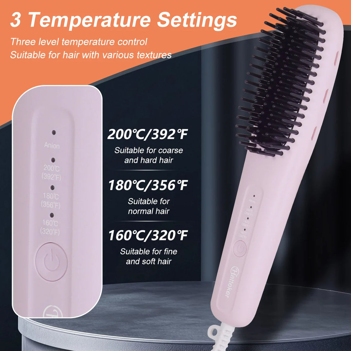 Ionic Hair Straightening Comb, Multi-Temp