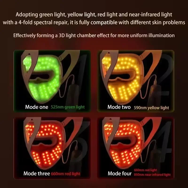 4-Color LED Face Mask, 320 Beads, 660/850 nm