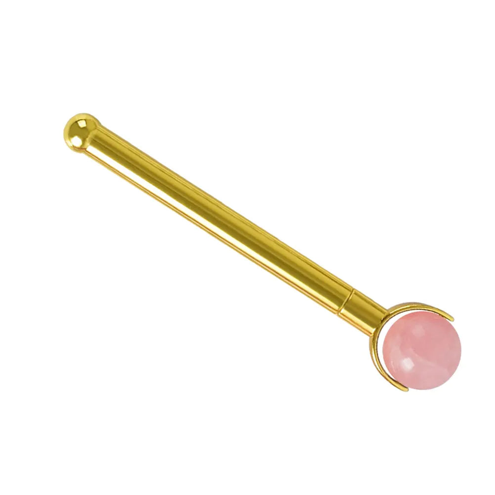 Pink Facial Roller, Gold Metal Handle