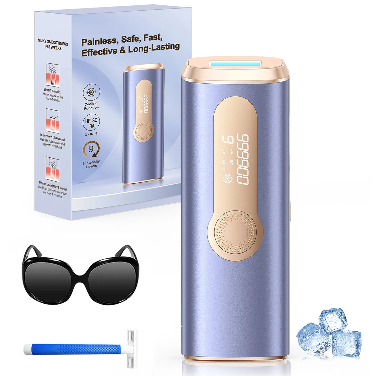 IPL Hair Removal Machine, 990k Flashes, 550–1200 nm