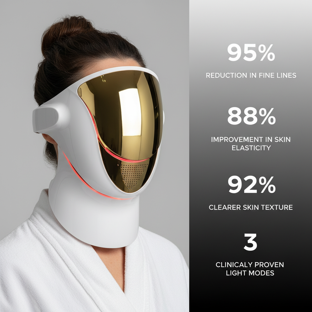 Flexible  Red Light Therapy Mask for Face & Neck, Wireless LED Light Therapy Face Mask for Women & Men, Anti-Aging Home Skin Care, Rechargeable