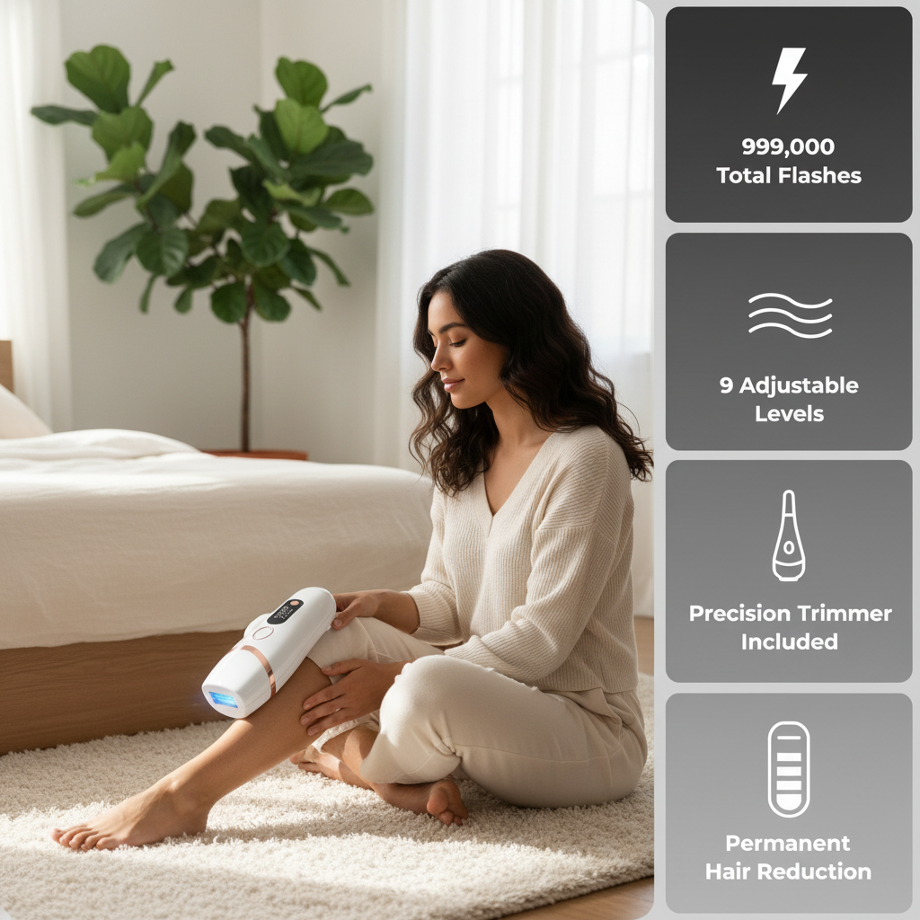 All Body IPL Hair Removal Device for Women & Men, Pulsed Light for Legs, Arms, Underarm & Bikini Line, At-Home Hair Removal, [999,999] Flashes