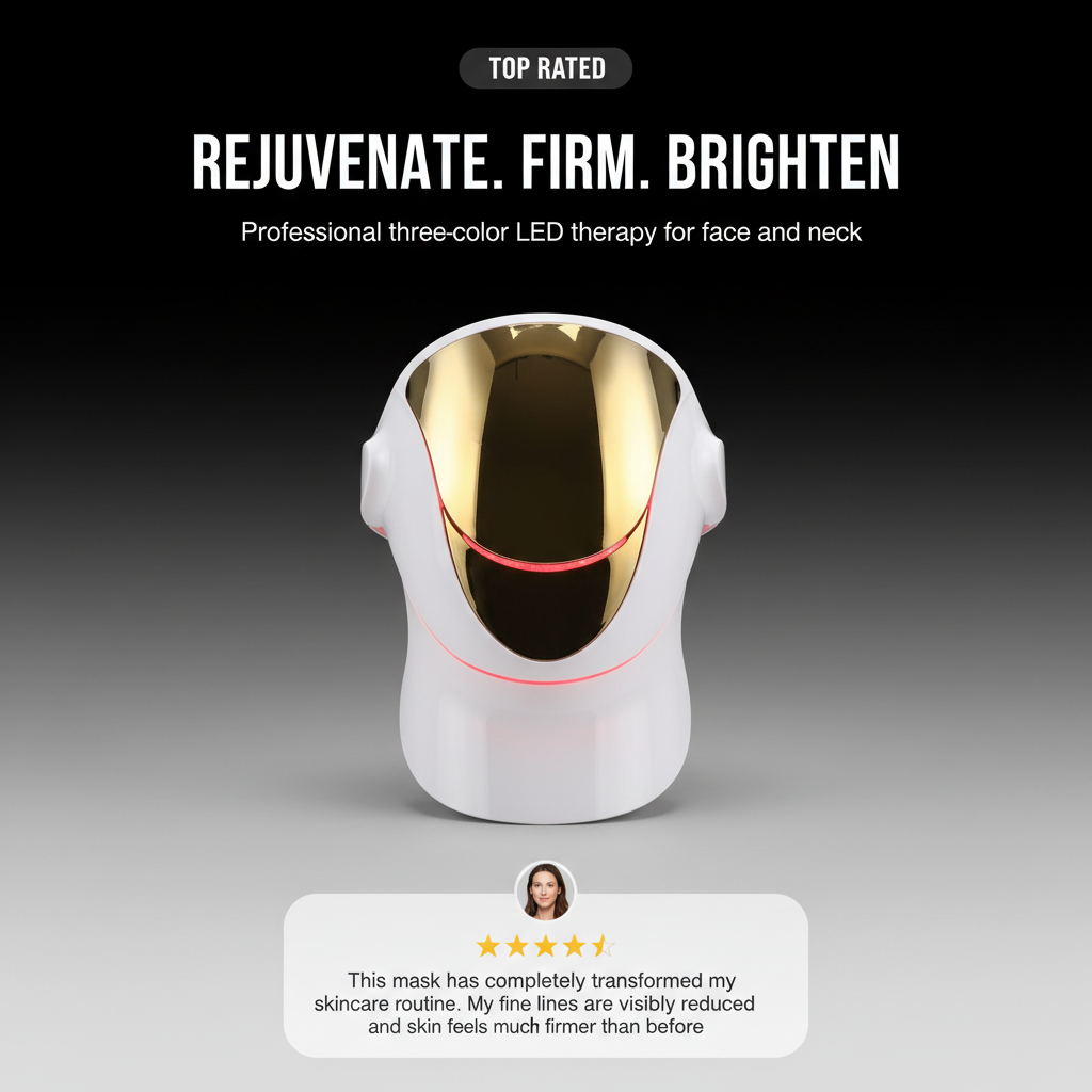 Flexible  Red Light Therapy Mask for Face & Neck, Wireless LED Light Therapy Face Mask for Women & Men, Anti-Aging Home Skin Care, Rechargeable