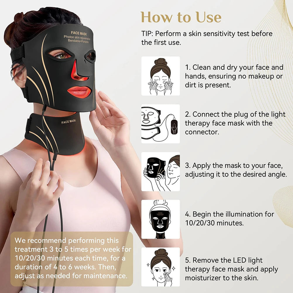 7-Color Silicone LED Face and Neck Mask, 70 LEDs