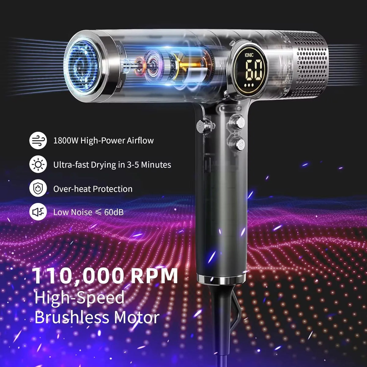 110,000 RPM Brushless Ionic Hair Dryer