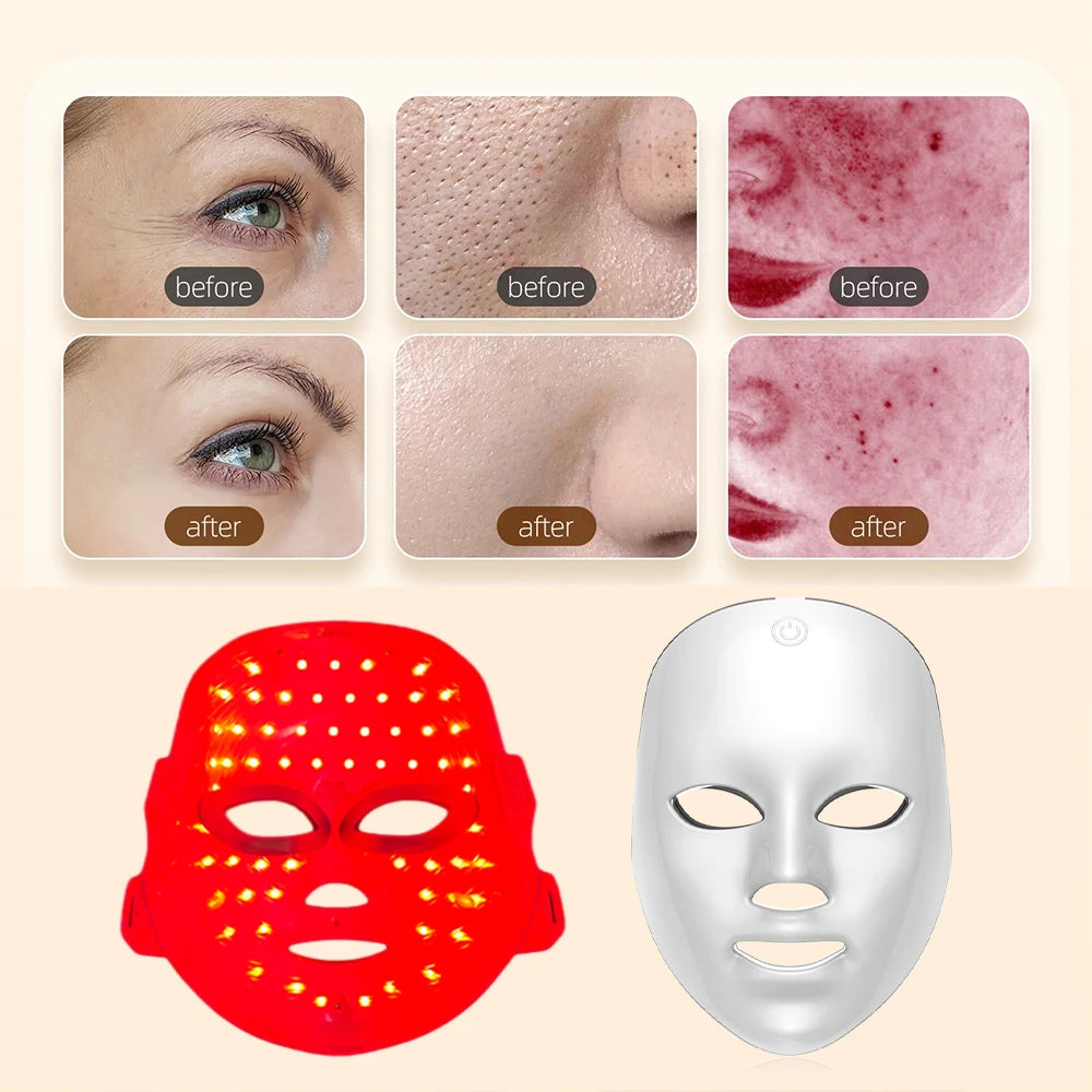Wireless 7-Color LED Face Mask, 60 LEDs