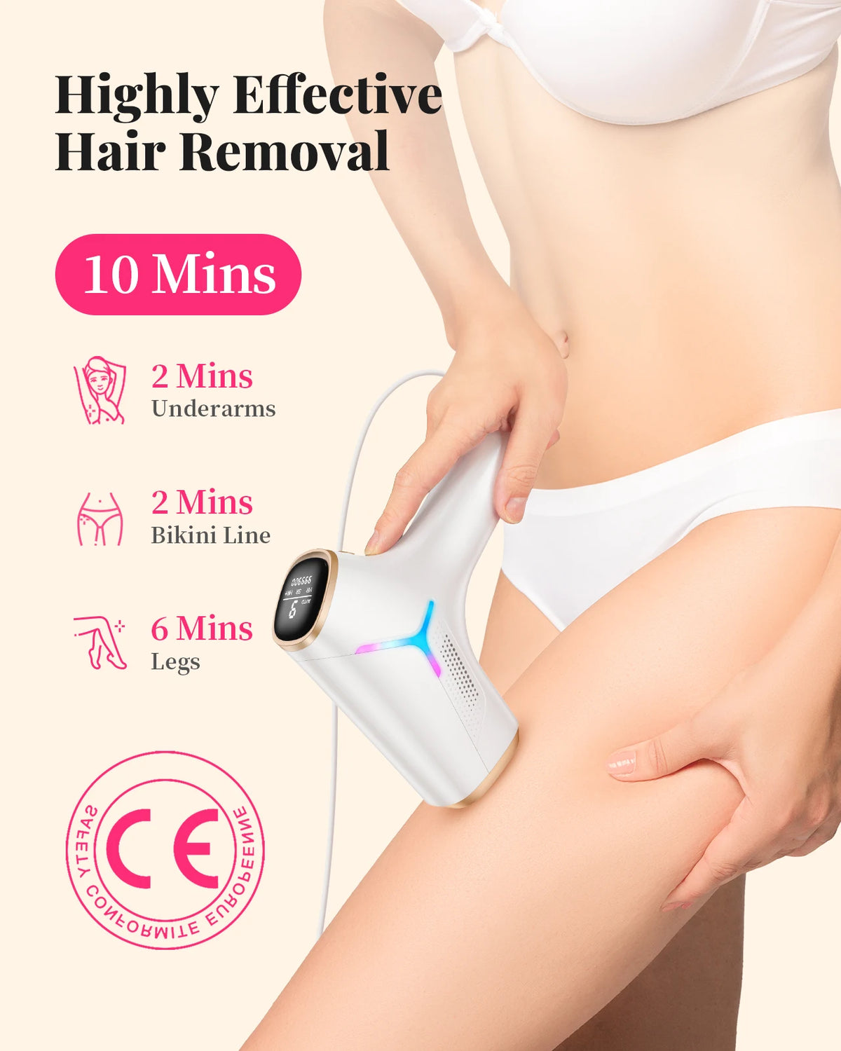 990,000-Flash IPL Hair Removal, 5.2 cm² Window
