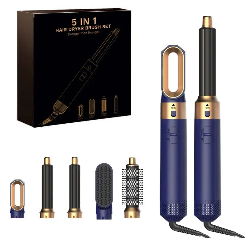 5-in-1 Ionic Hair Dryer Hot Comb Set, 1000W