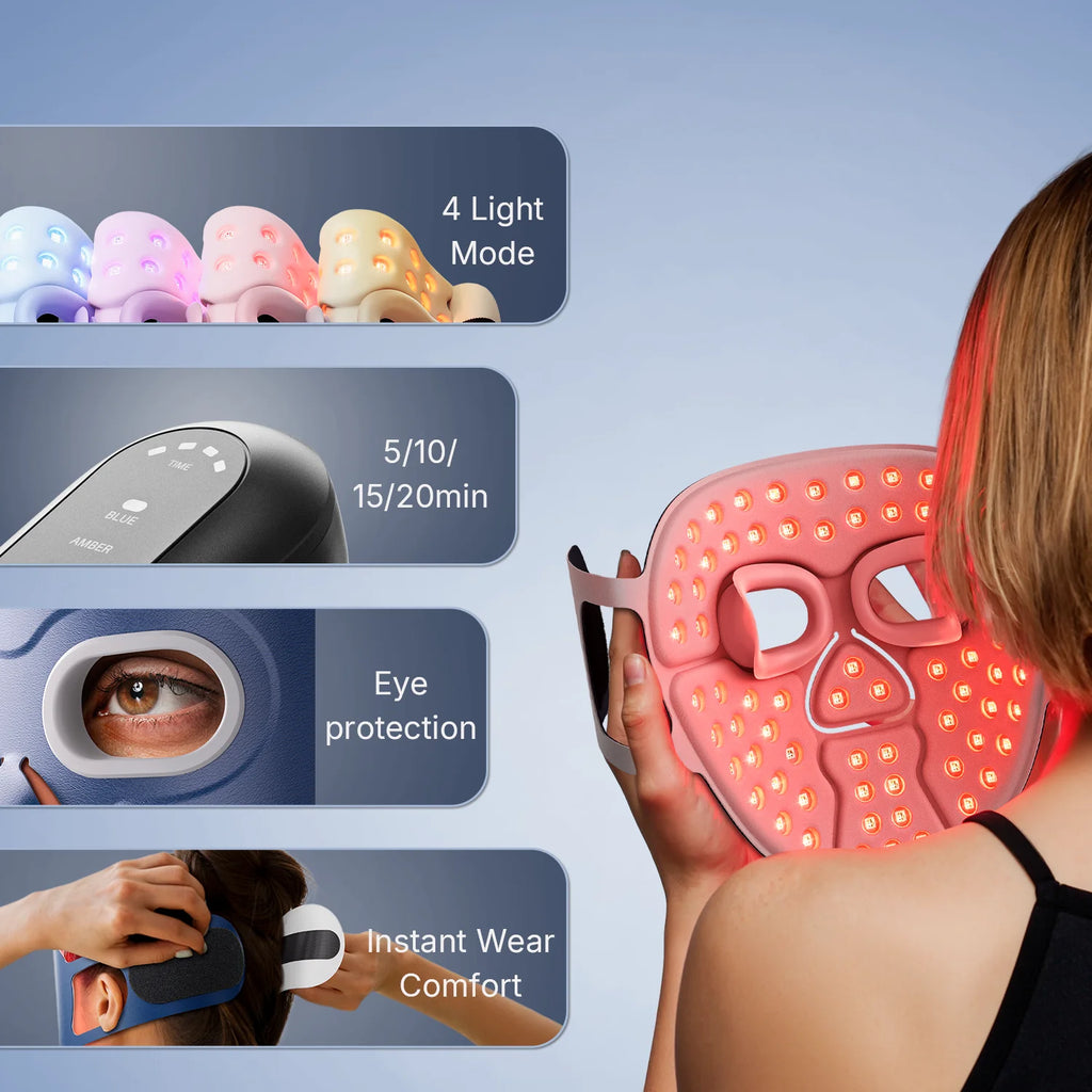 Wireless NIR Silicone LED Face Mask, 70 Beads
