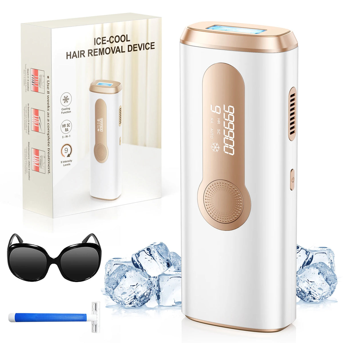 IPL Hair Removal Machine, 990k Flashes, 550–1200 nm