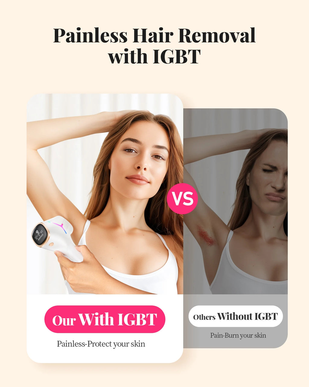 990,000-Flash IPL Hair Removal, 5.2 cm² Window
