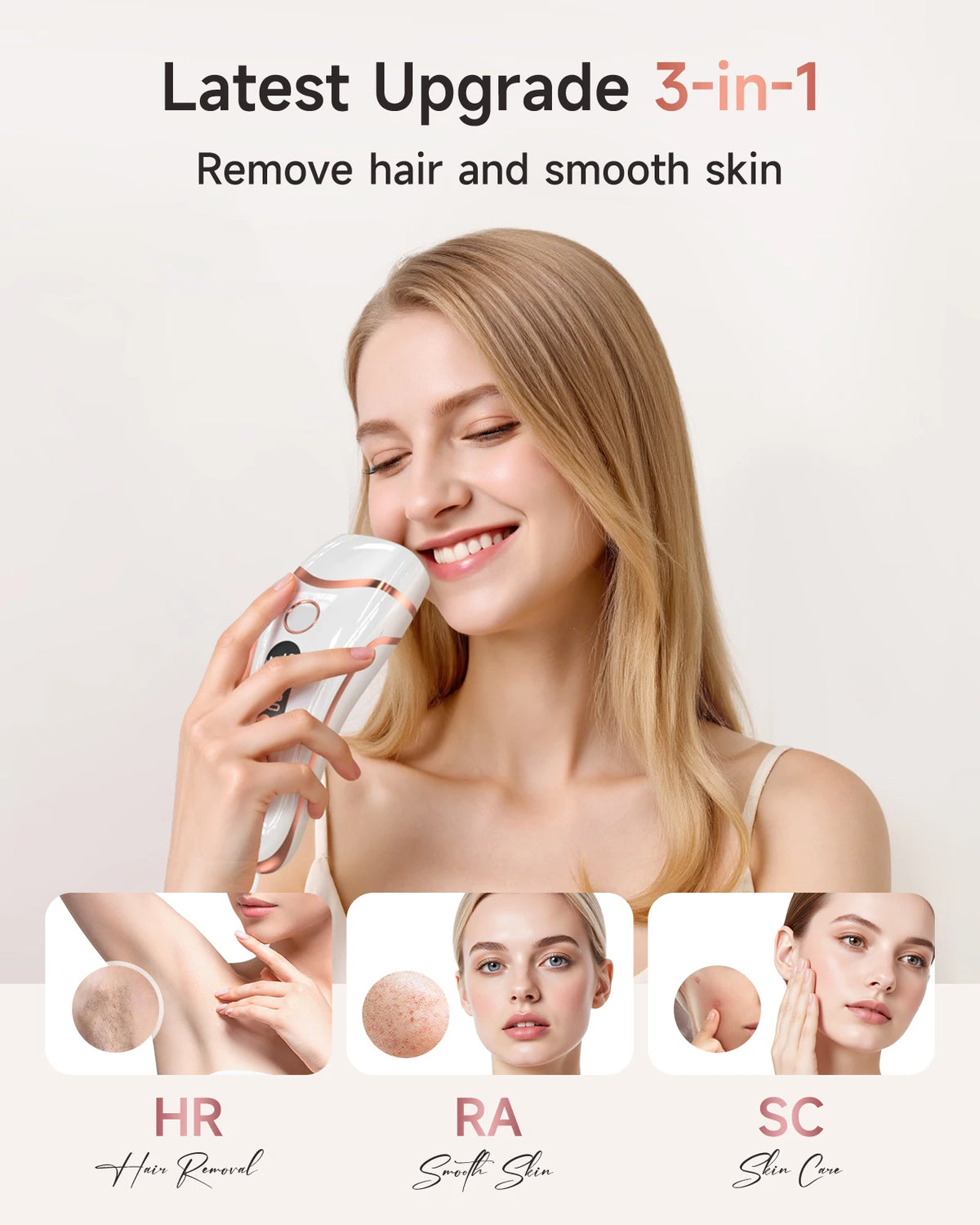 IPL Hair Removal, 9 Levels, HR SC RA, 999.9k