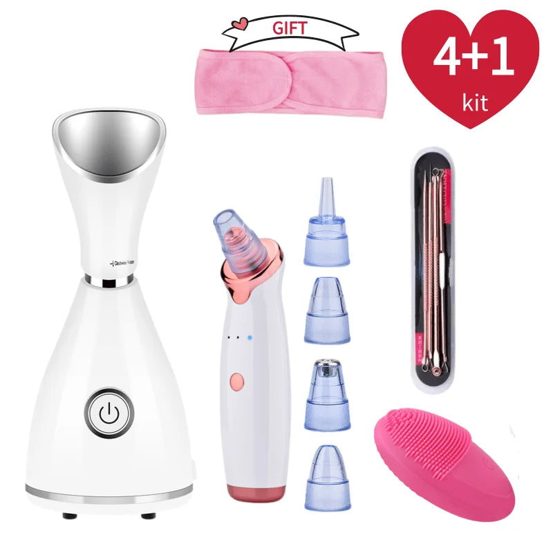 4-in-1 Facial Steamer, Vacuum, and Scrubber Set