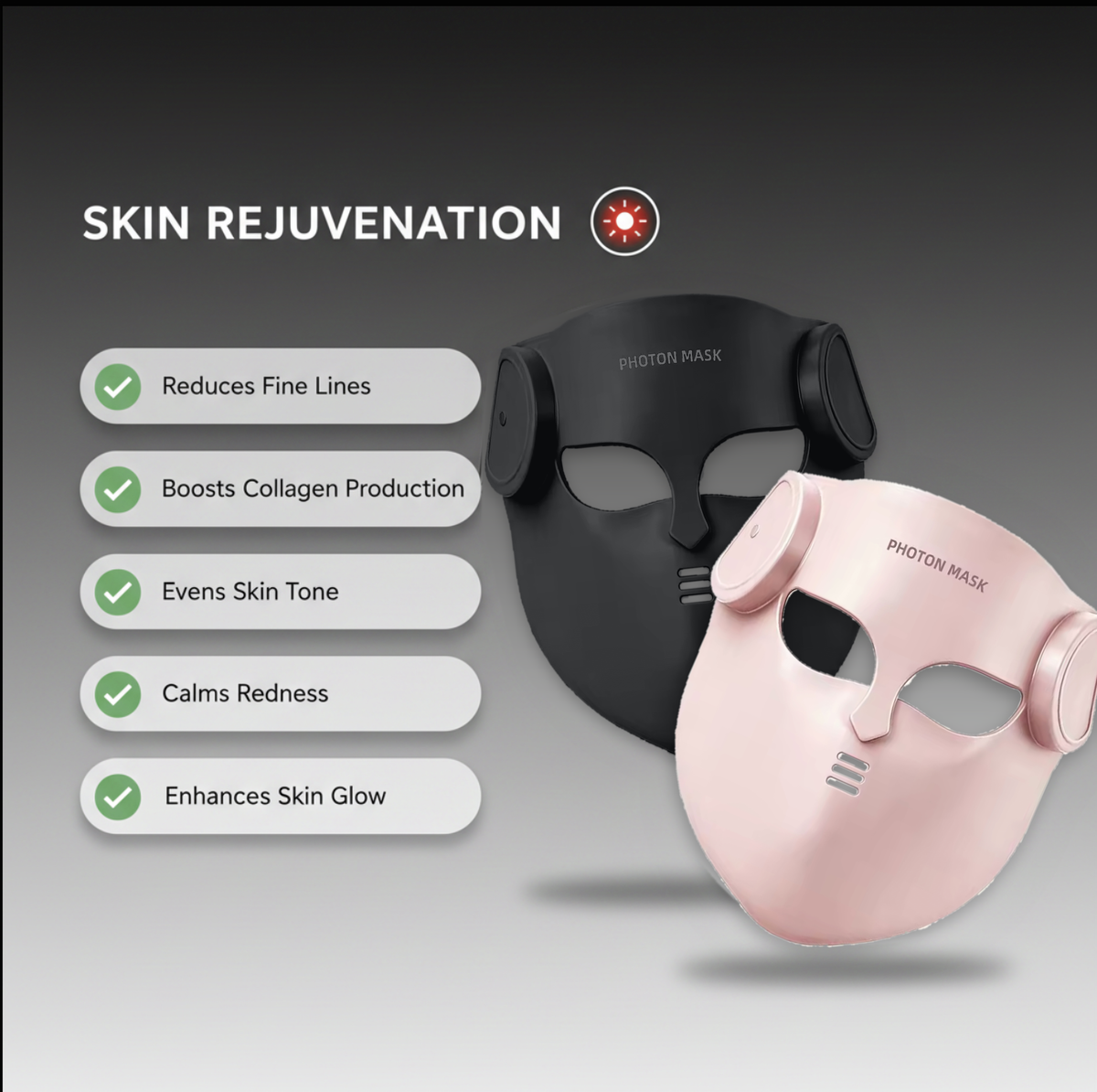 7 in 1 LED light therapy mask, Silicone Face And Neck Mask Light Therapy for Women & Men, Wireless Controller, Anti-Aging Skin Care at Home, Pink and black