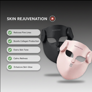7 in 1 LED light therapy mask, Silicone Face And Neck Mask Light Therapy for Women & Men, Wireless Controller, Anti-Aging Skin Care at Home, Pink and black